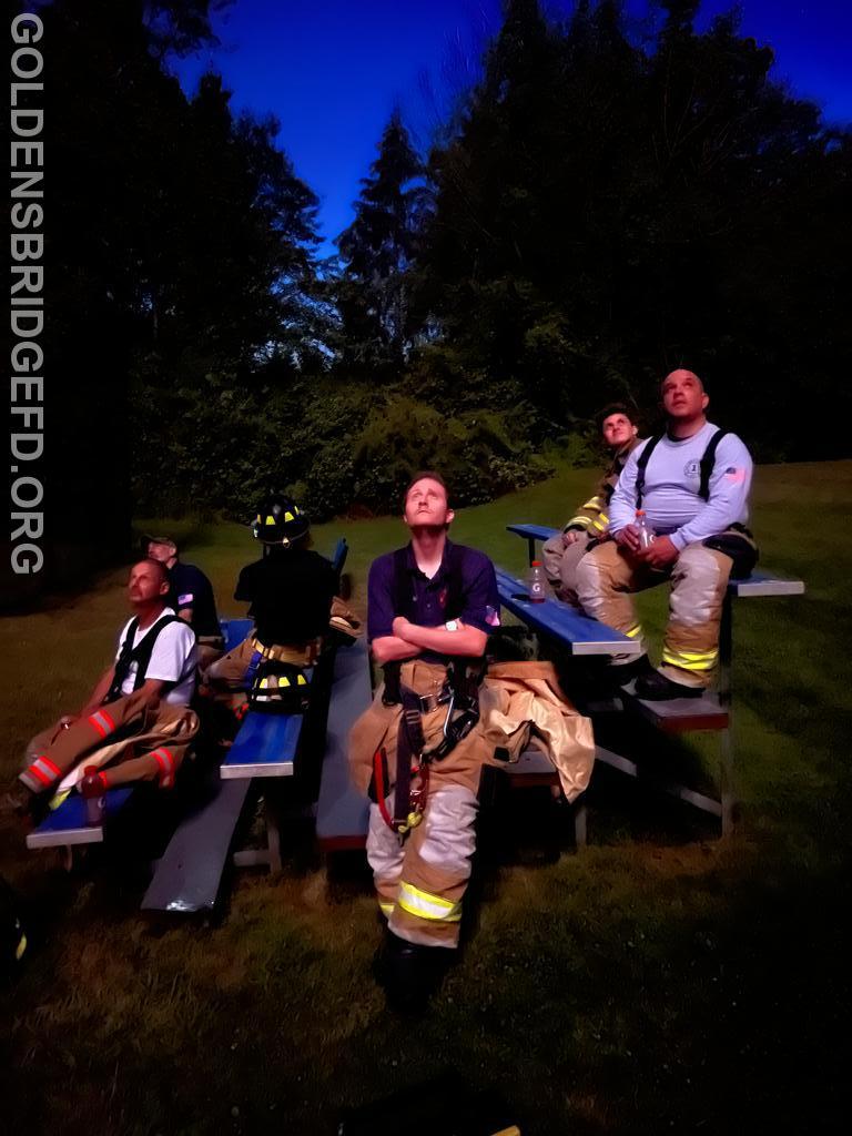 Firefighters Mines, Fisher, Ferrigno and Archina along with Vista firefighters Katz and Rojas enjoying the fireworks. 